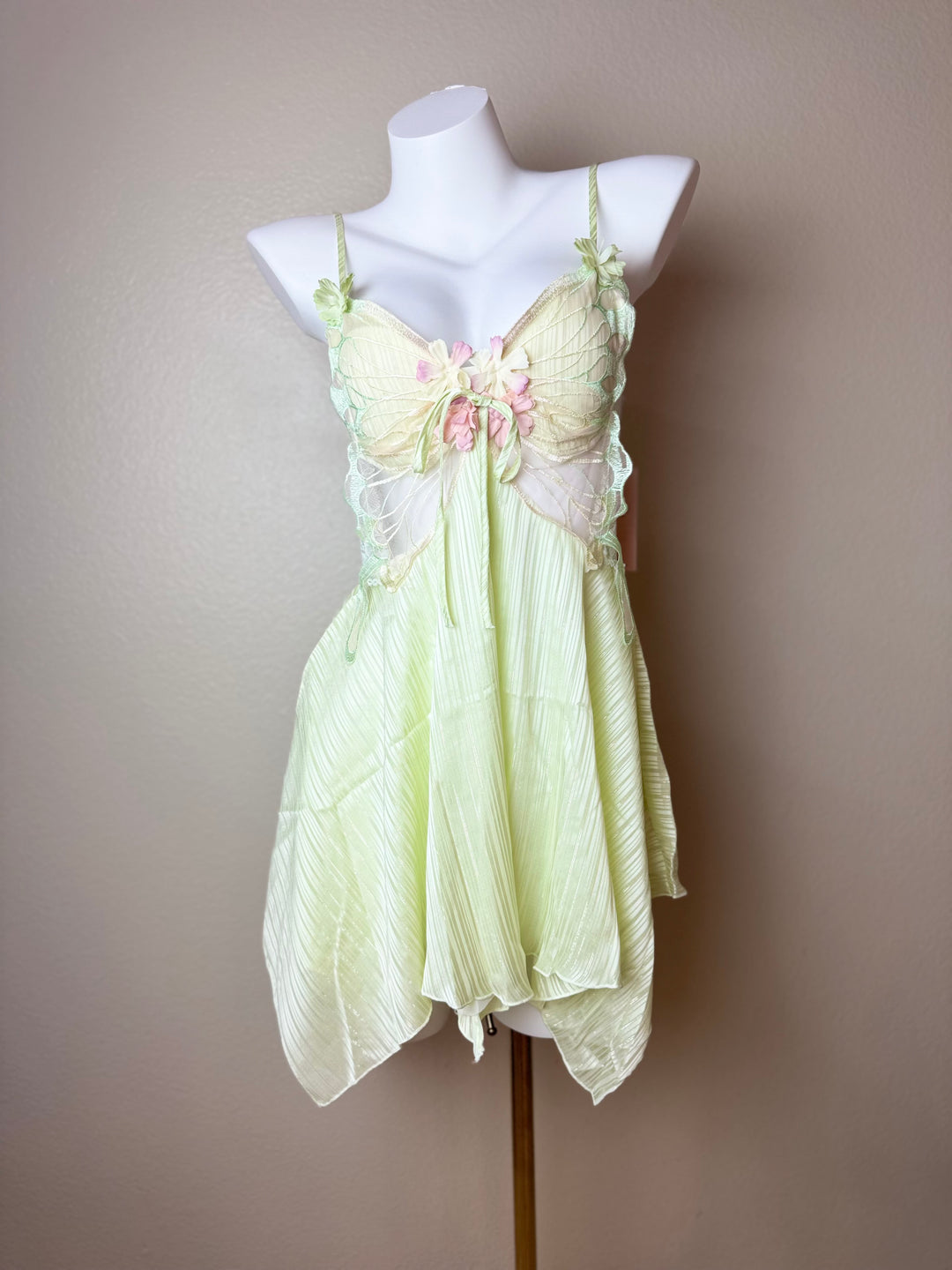 Green Floral Butterfly Slip - Front