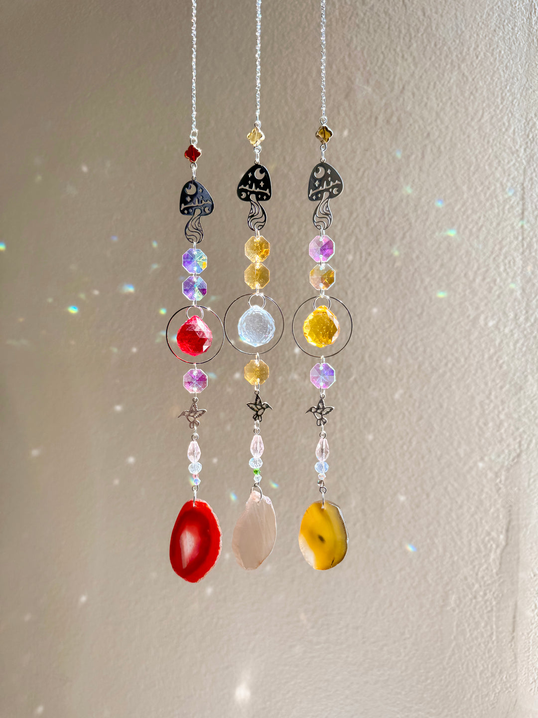 Mushroom Agate Stone Suncatcher