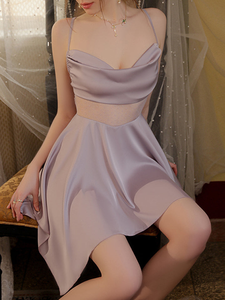 Asymmetrical Cowl Neck Slip - Purple