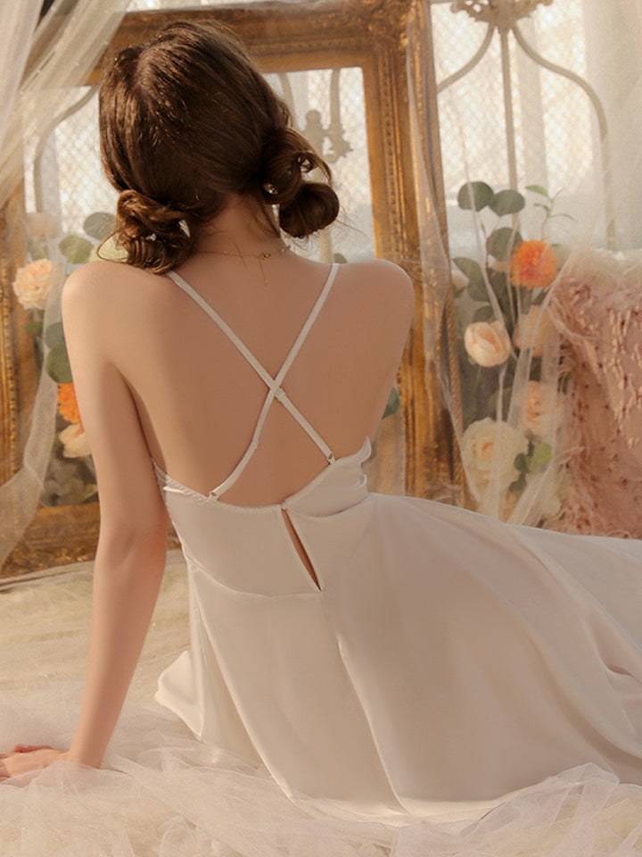 Asymmetrical Cowl Neck Slip - White