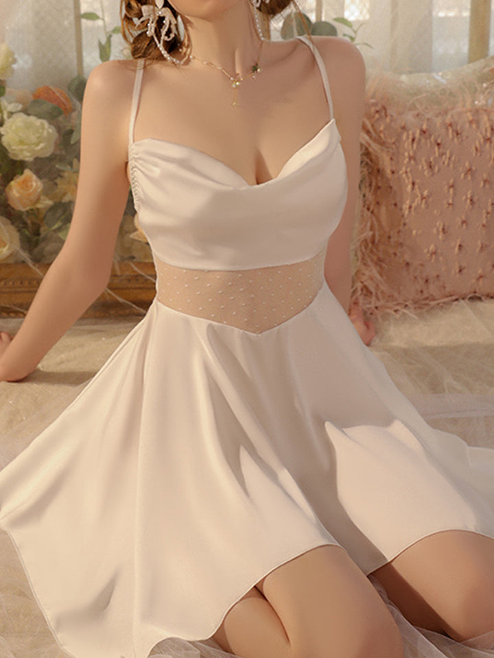 Asymmetrical Cowl Neck Slip - White