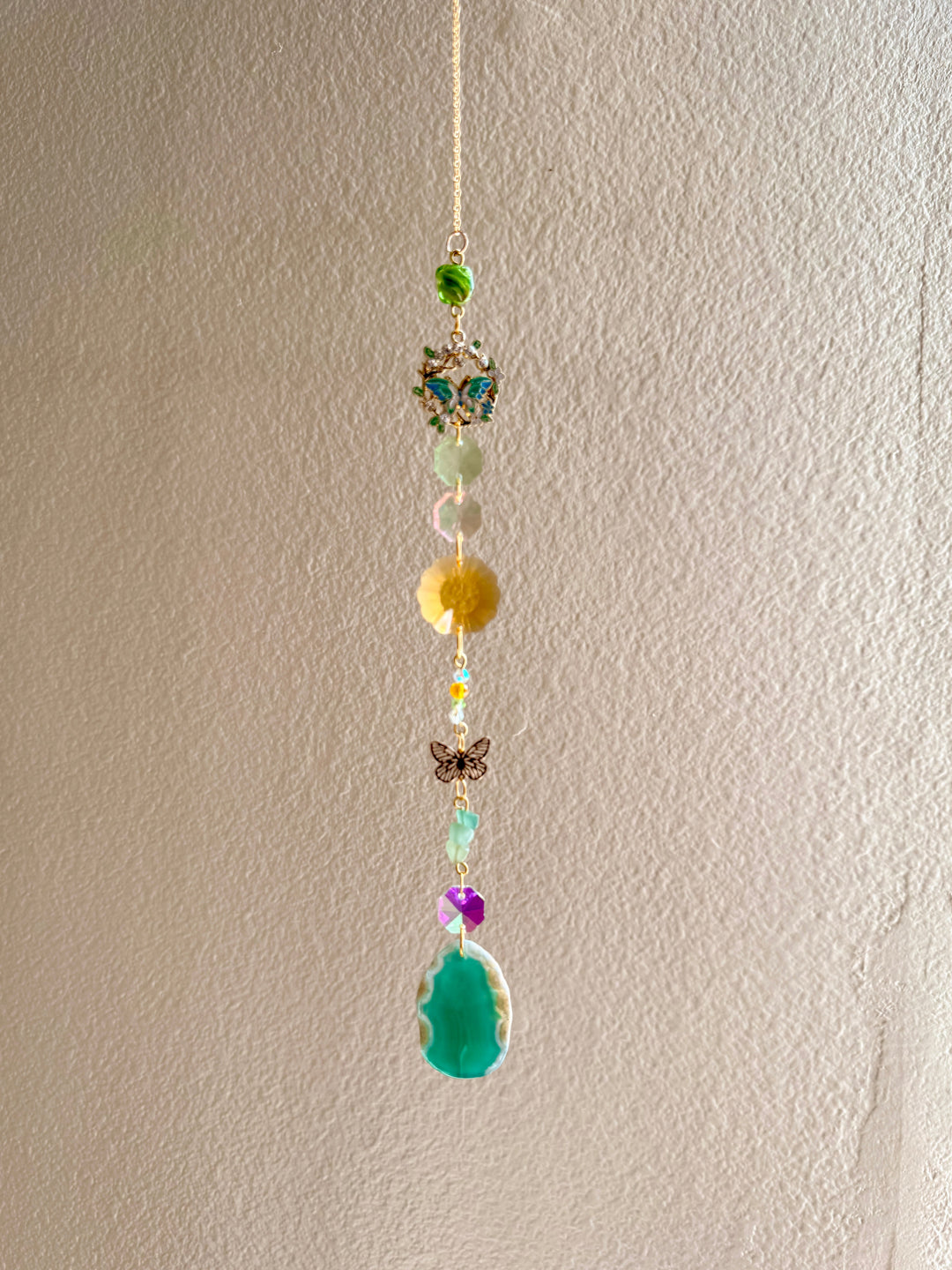 Green Agate Butterfly Suncatcher
