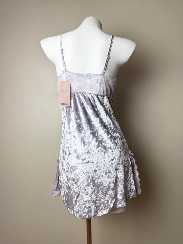 Purple Velvet Butterfly Side Slit Slip - Back
