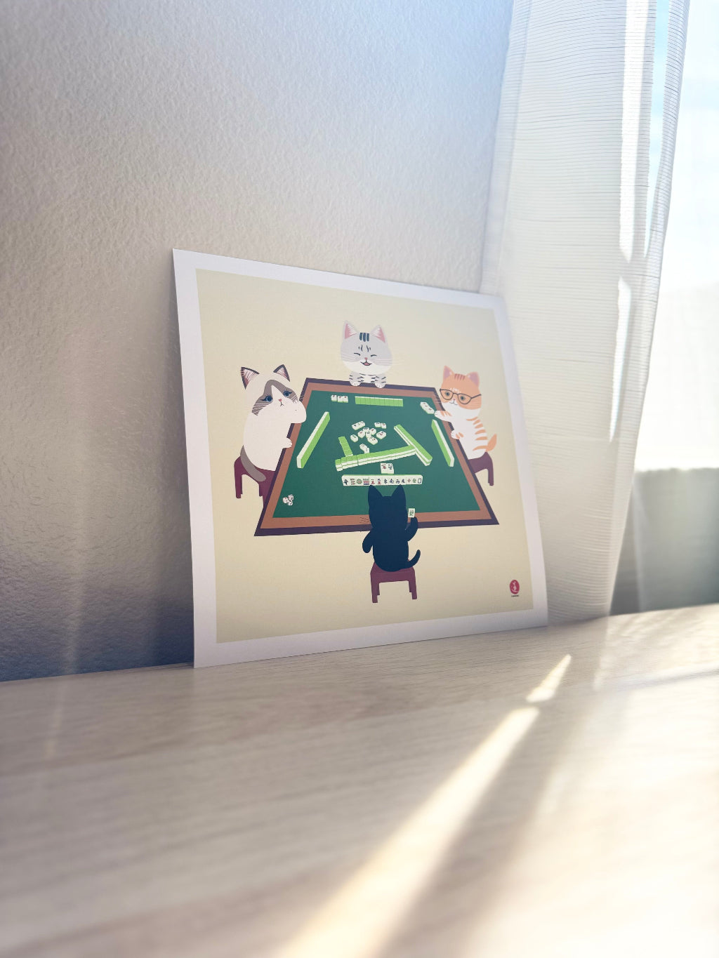 Cats Playing Mahjong Print