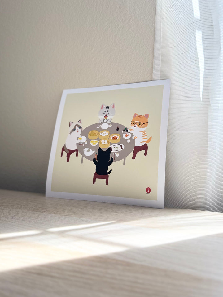Cats Eating Dim Sum Print