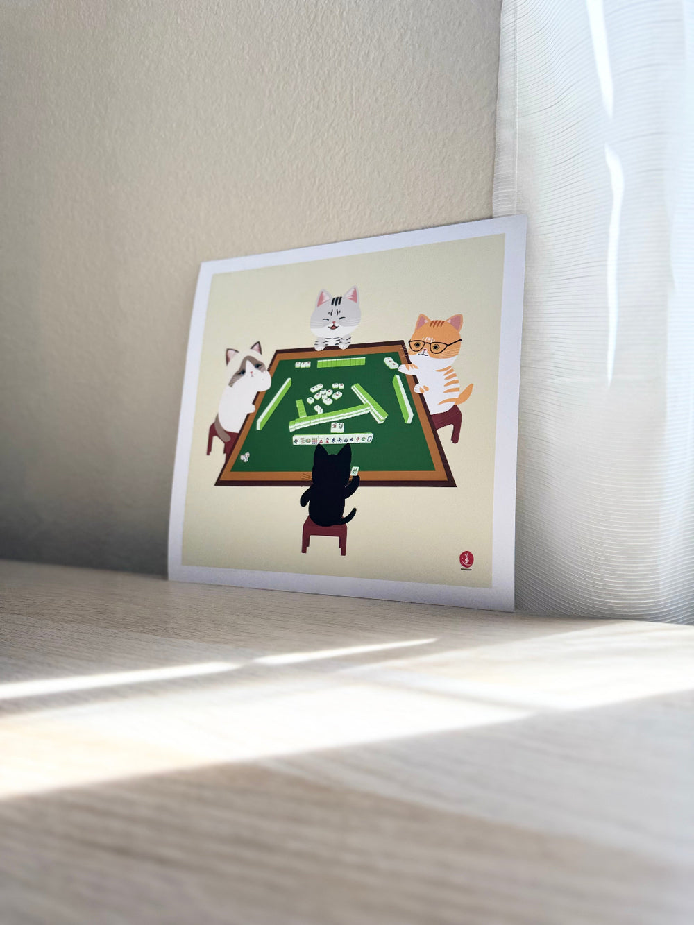 Cats Playing Mahjong Print