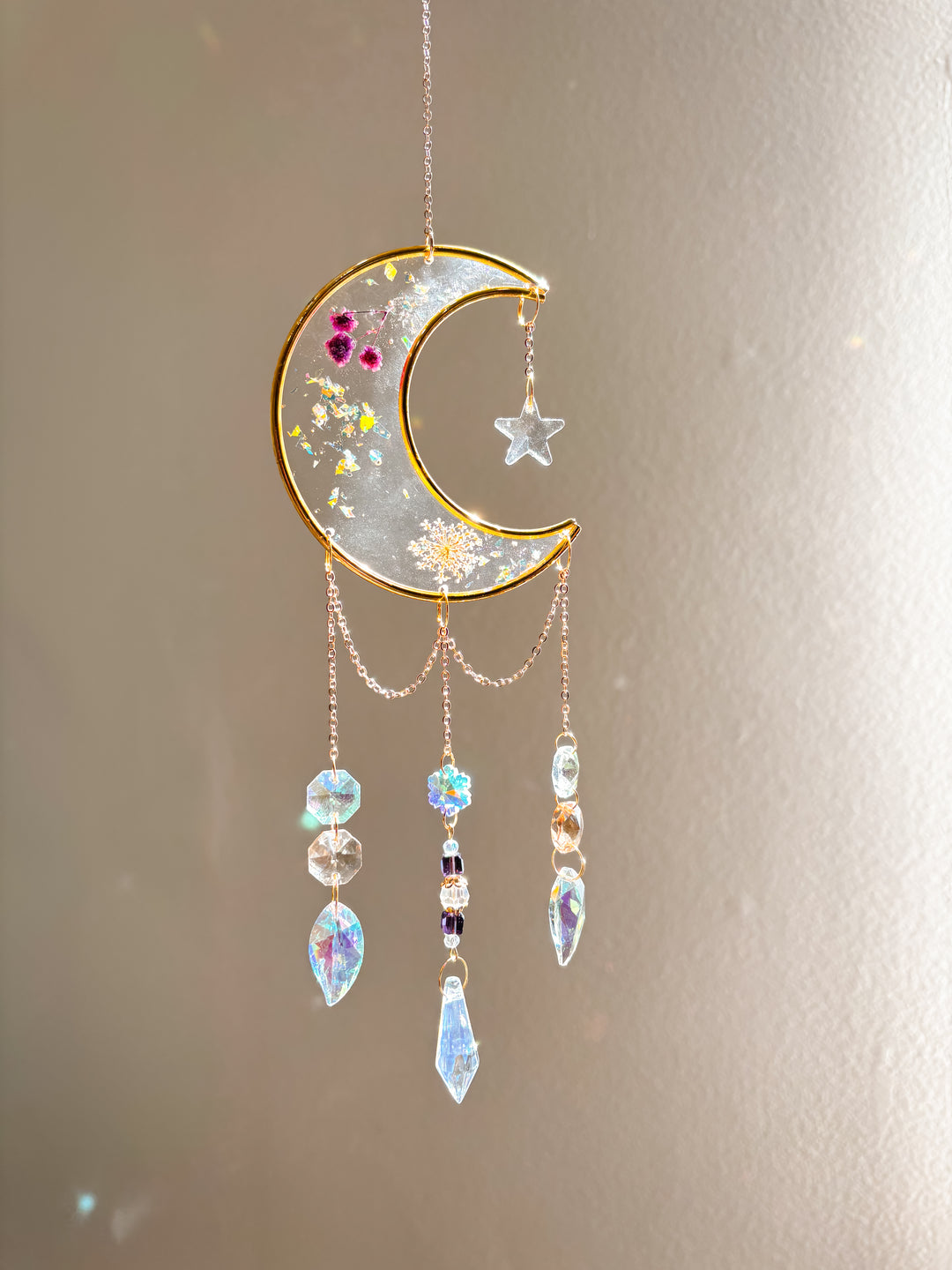 Moon Resin Flower Crystal Suncatcher