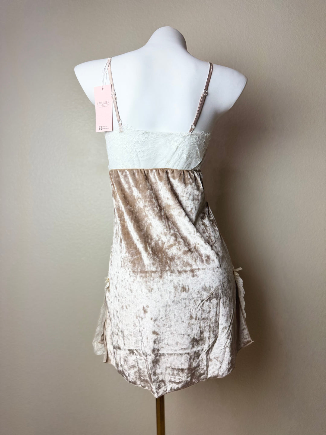 Brown Velvet Butterfly Side Slit Slip - Back