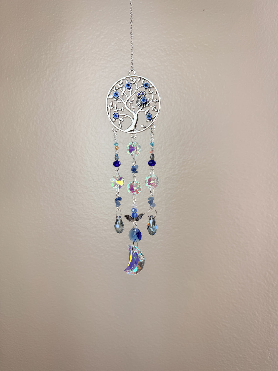 Evil Eye Tree & Owl Crystal Suncatcher