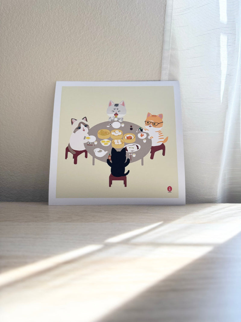 Cats Eating Dim Sum Print