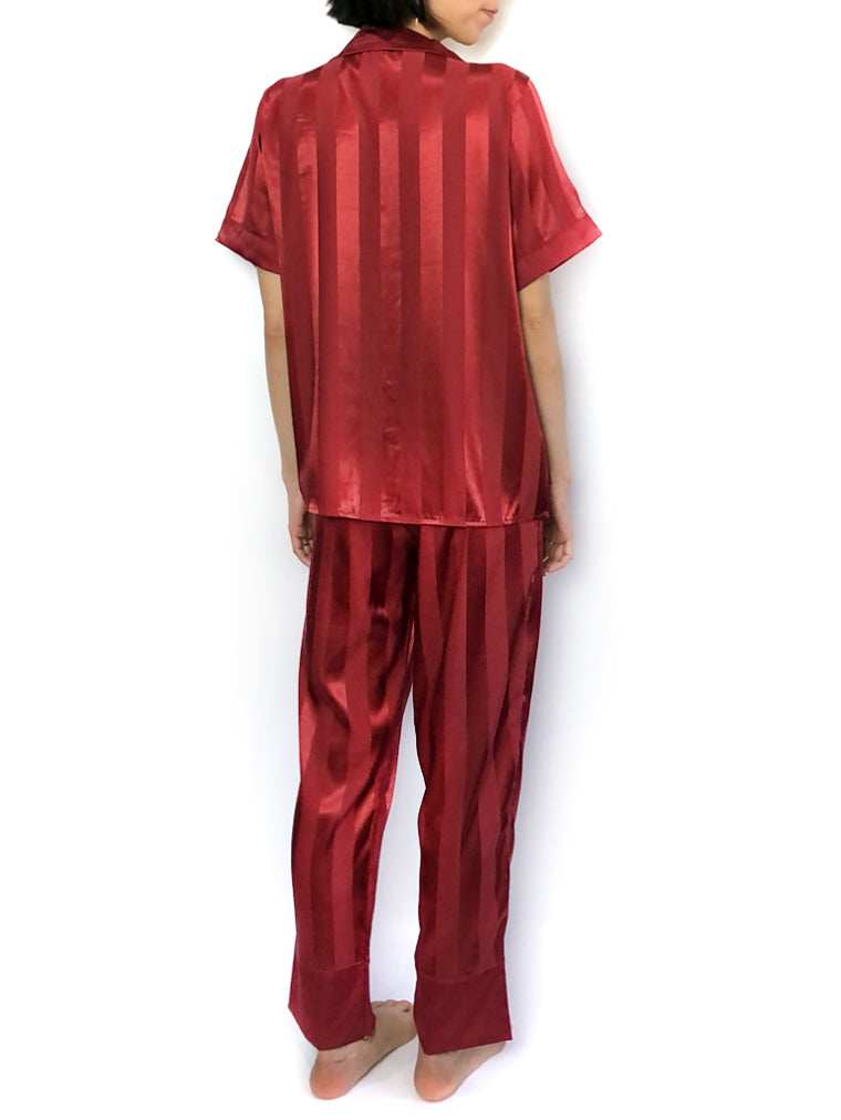 Women's comfortable pajama set pjs peter pan neckline stripes cozy lounge wear