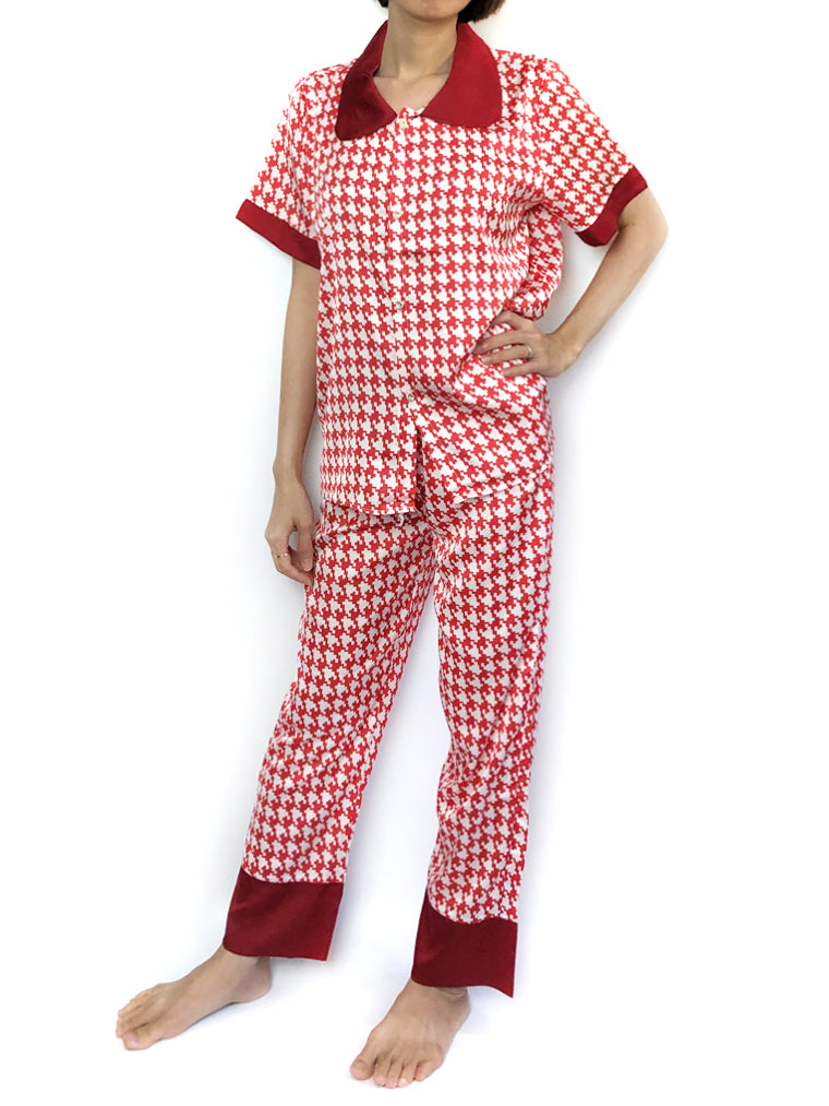 Women's cozy sleepwear silky satin pajama set pjs lounge wear