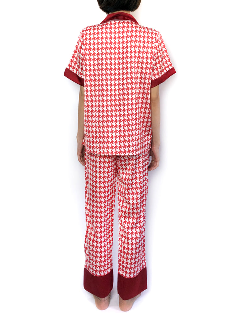 Women's cozy sleepwear silky satin pajama set pjs lounge wear