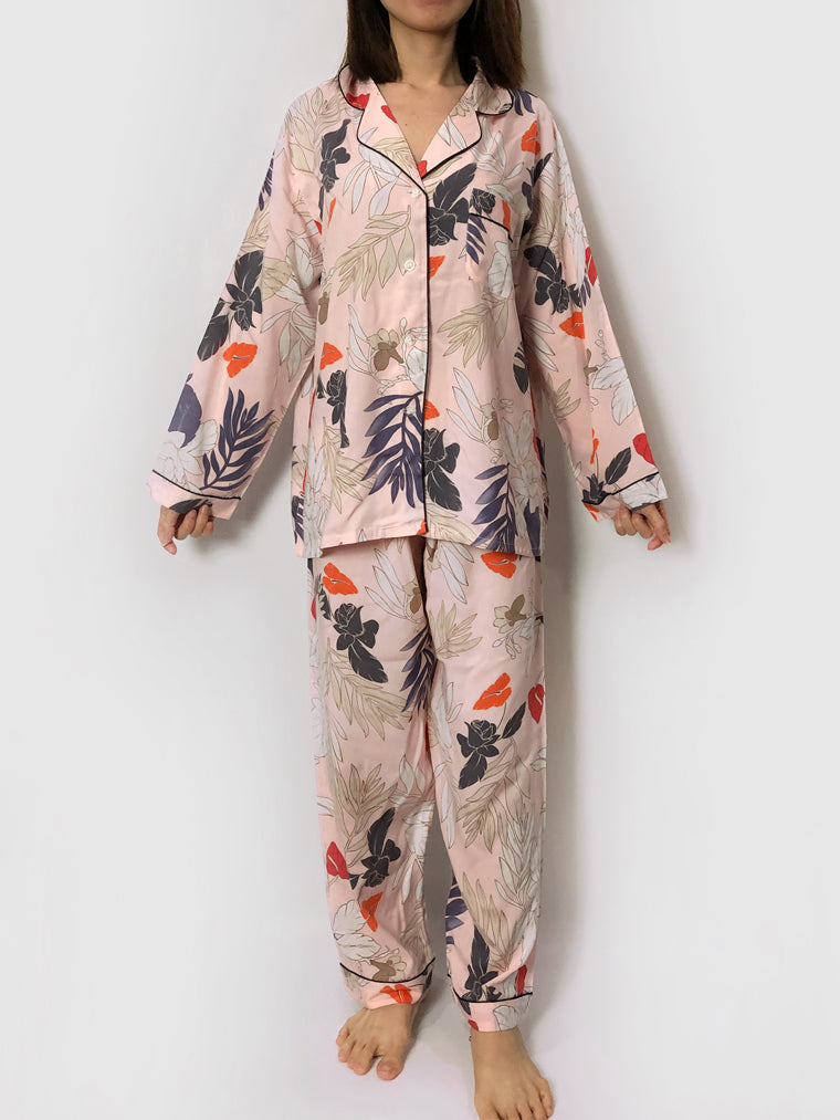 Women's cozy floral loungewear pajama sets