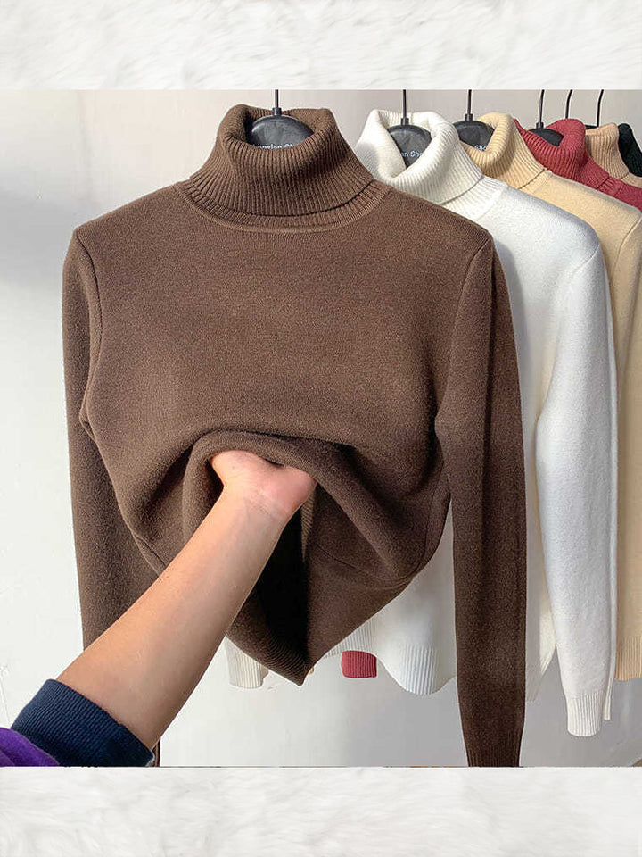 Women's Warm & Comfortable Fleece Turleneck Sweater
