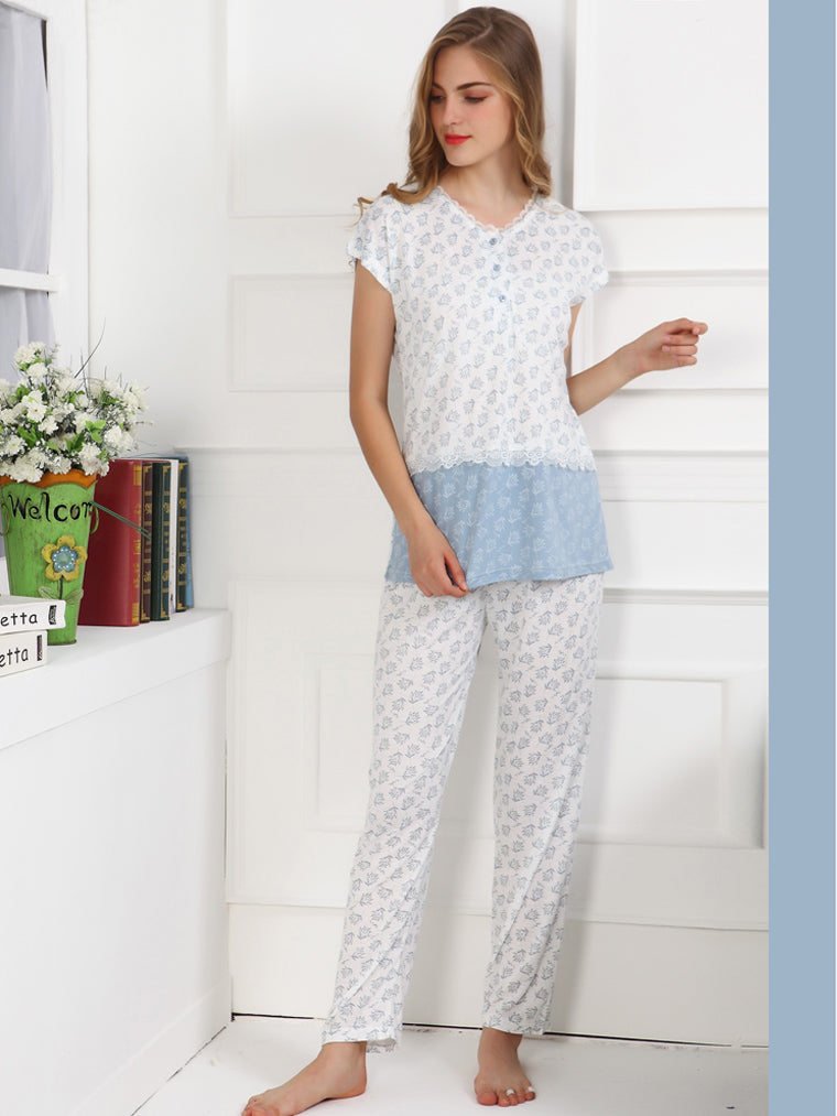 Women's cozy floral loungewear pajama sets