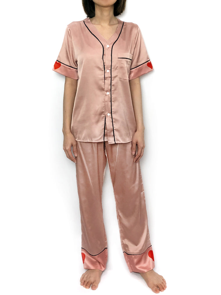 women's soft comfy silky satin pajama set pjs lounge