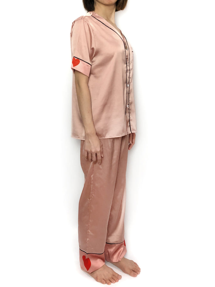 women's soft comfy silky satin pajama set pjs lounge