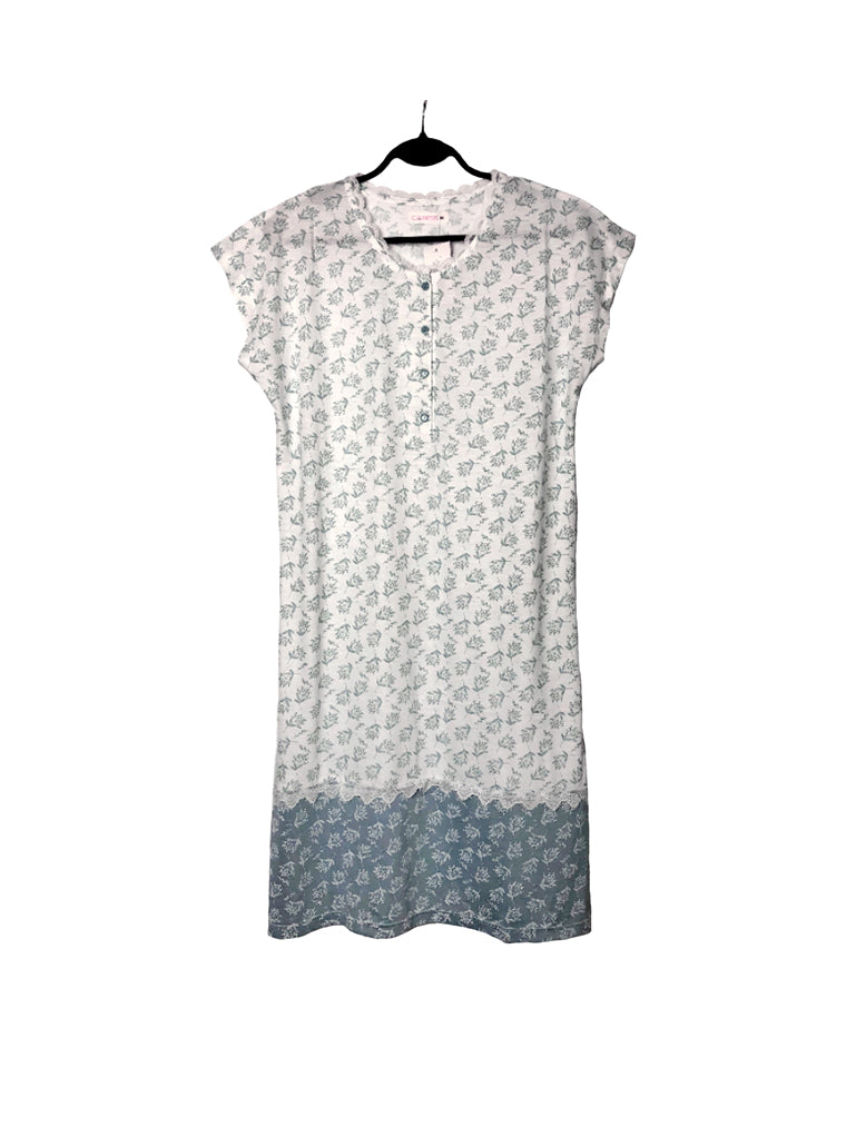 Floral Cotton Cap Sleeve Color Block Nightie