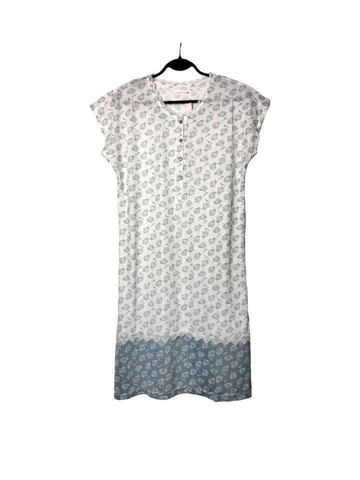 Floral Cotton Cap Sleeve Color Block Nightie