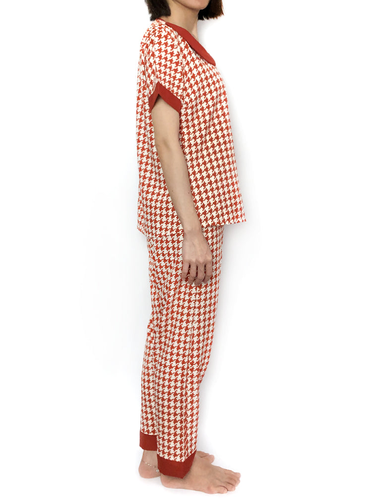 Red Houndstooth Pajama Set