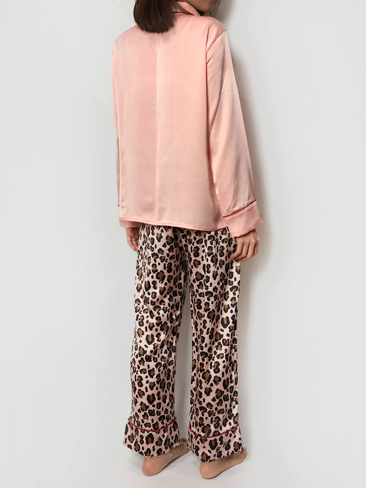 Long Leopard Print Pajama Set
