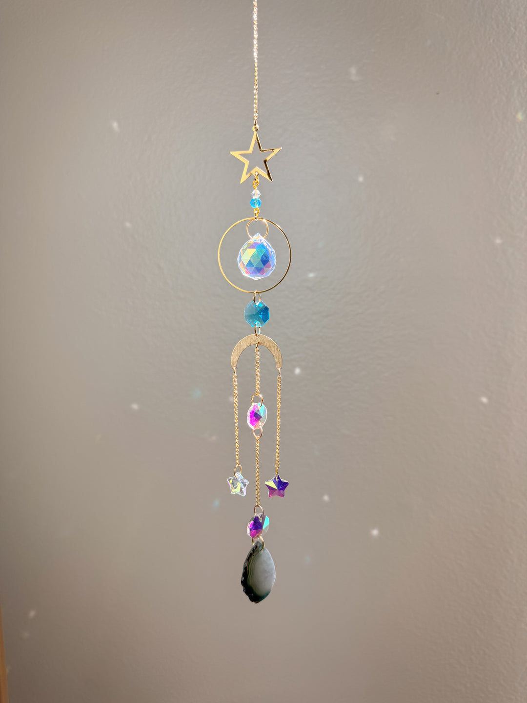 Star Agate Stone Suncatcher - Blue