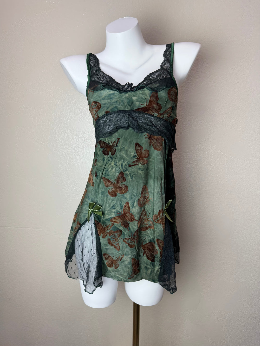 Green Butterfly Print Slip