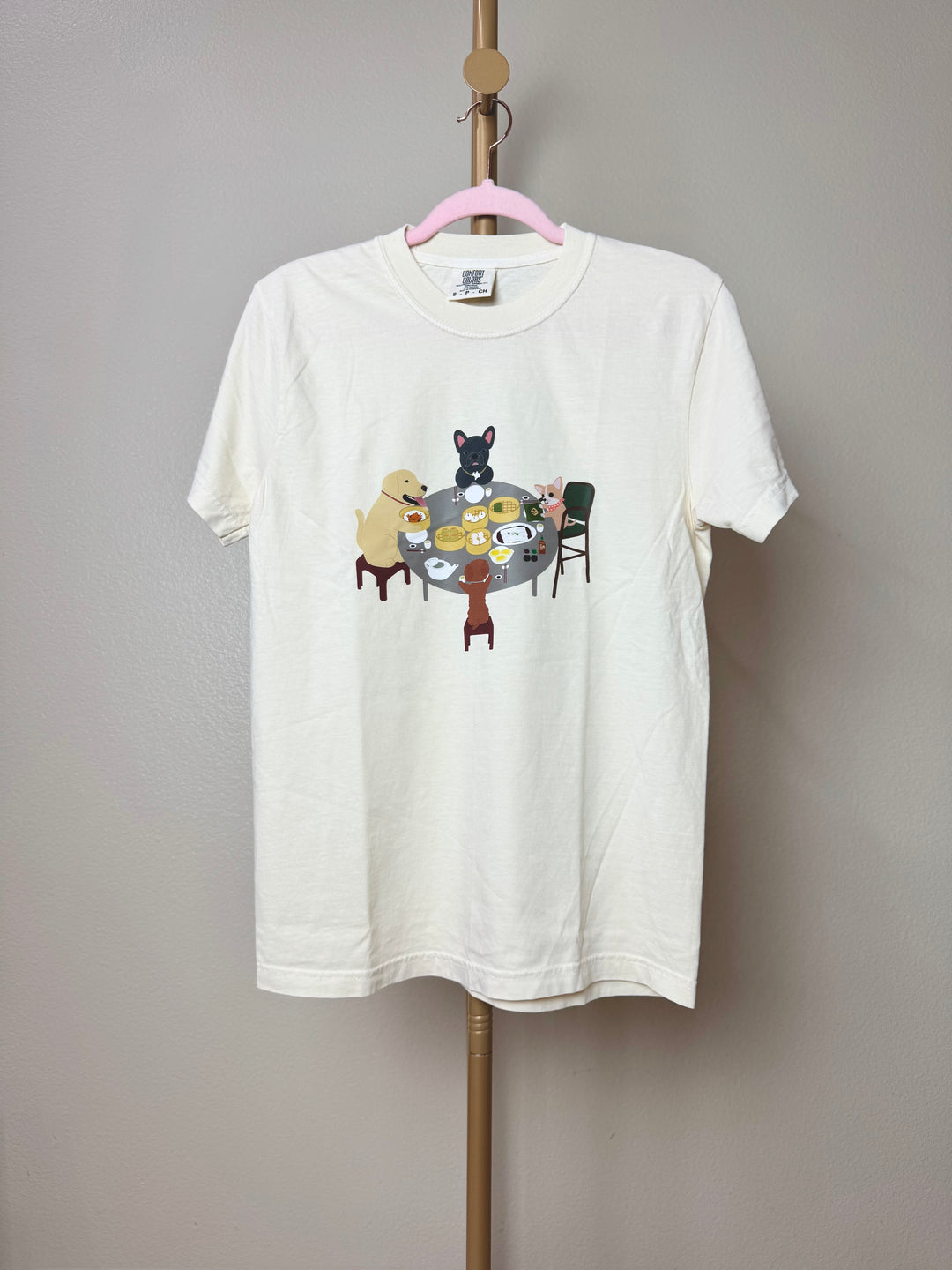 Dogs Eating Dim Sum Unisex Heavyweight T-shirt - Ivory Color