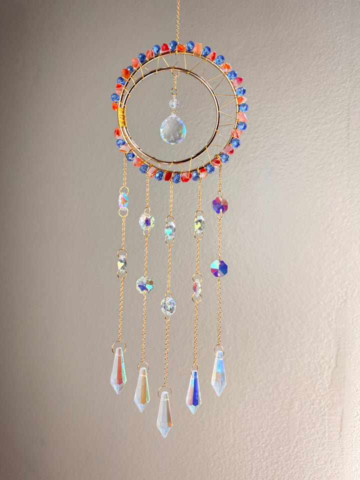 Wishfall - 4" Red Stone with Blue Crystal 