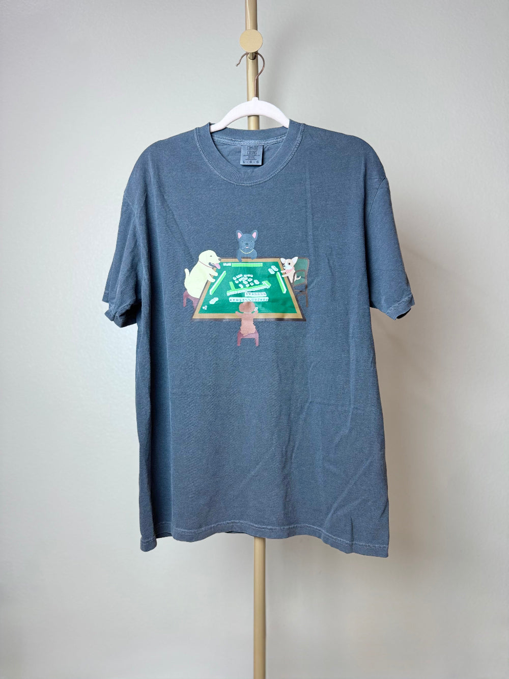 Dogs Playing Mahjong Unisex Heavyweight T-shirt Pepper Color