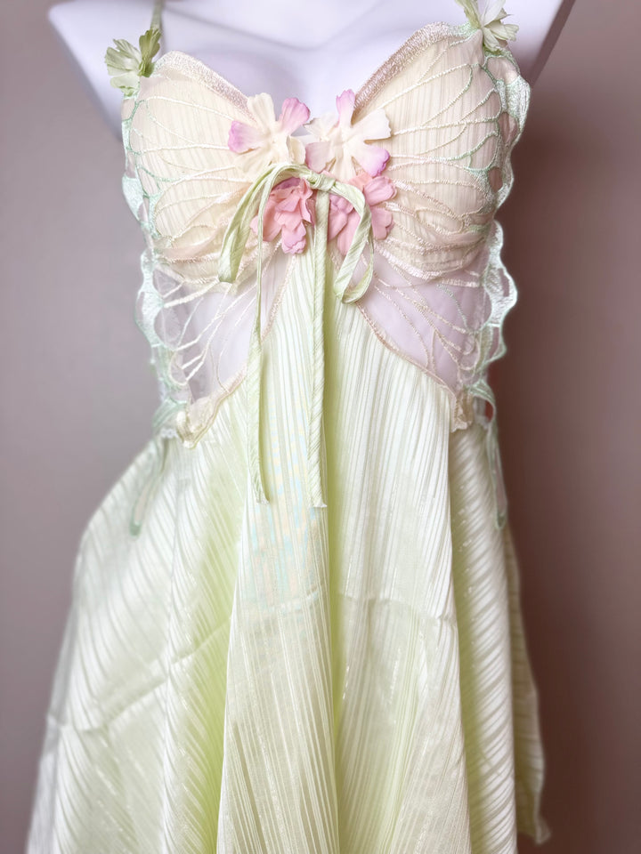 Green Floral Butterfly Slip