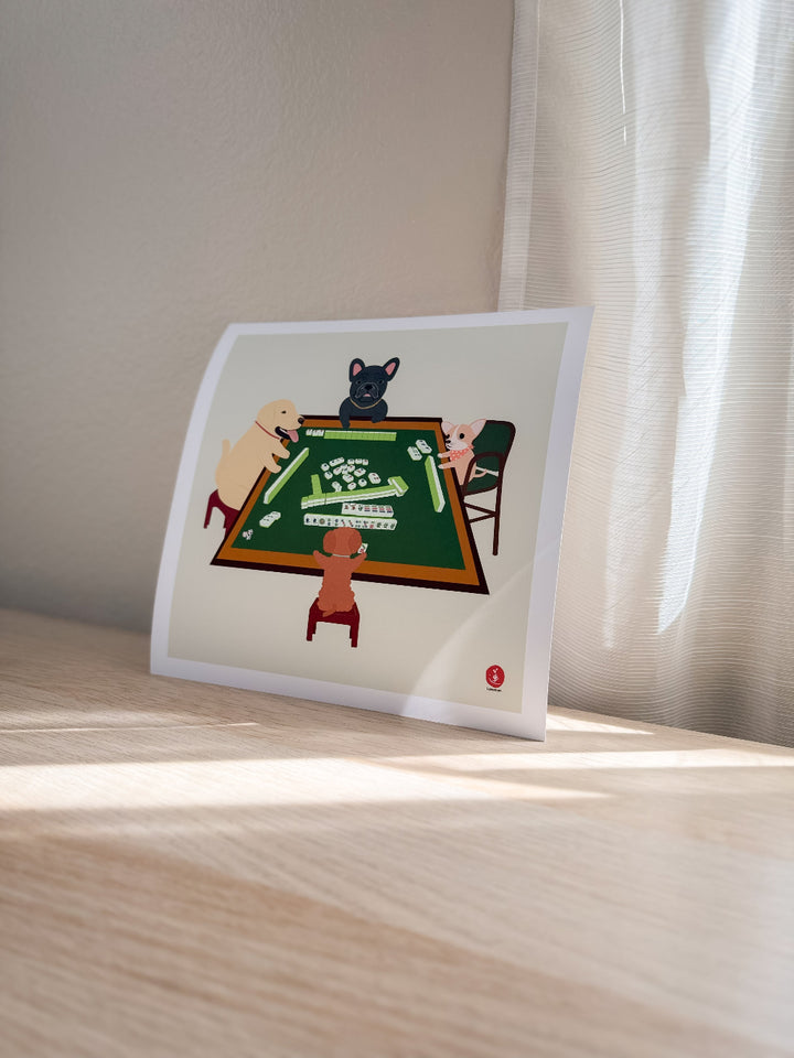 Dogs Playing Mahjong Print