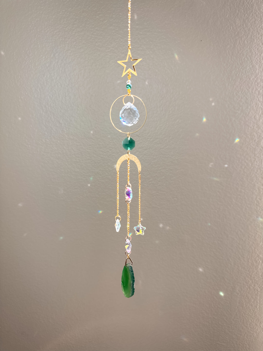 Star Agate Stone Suncatcher - Green