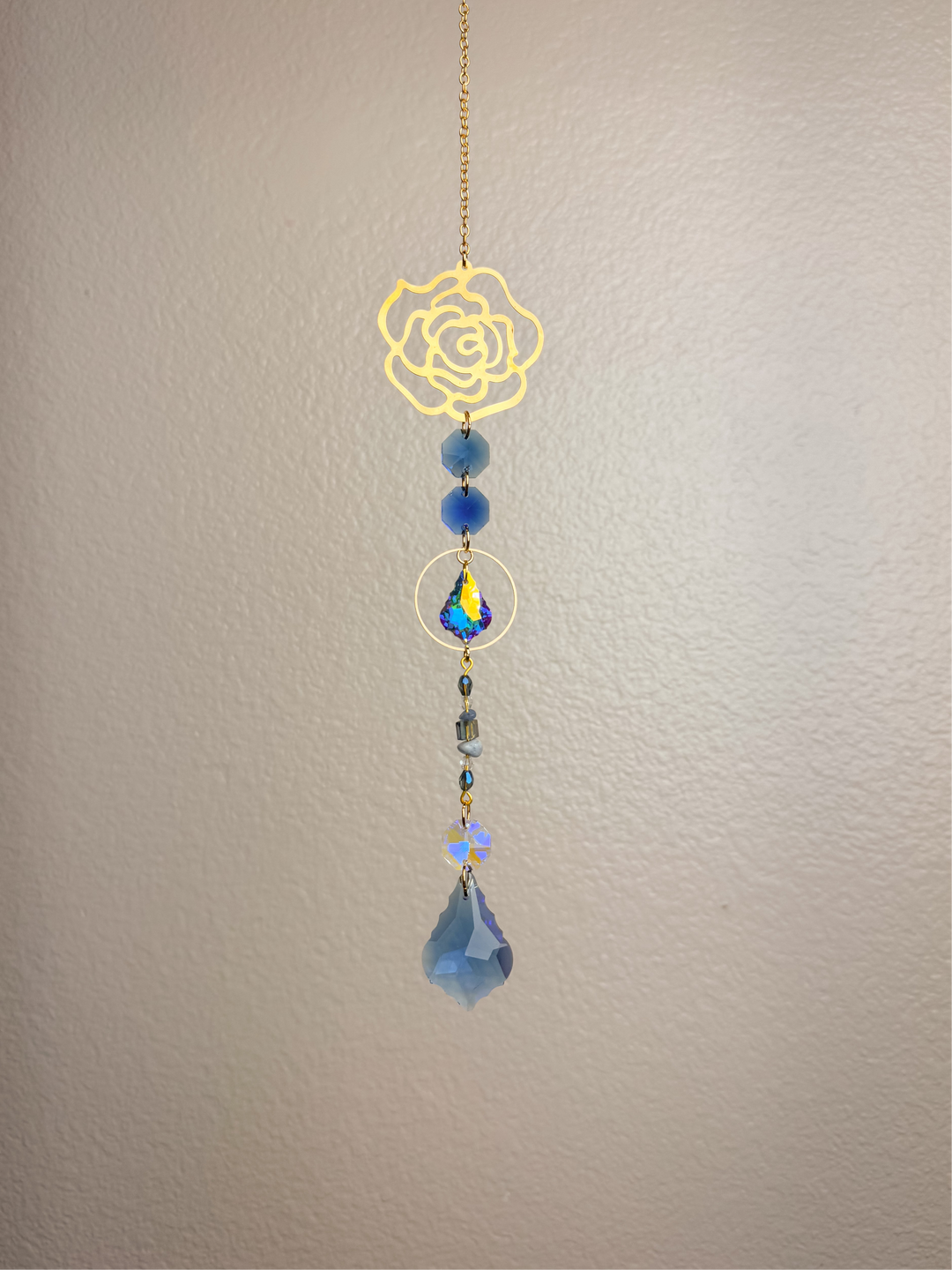Blue Rose Crystal Suncatcher