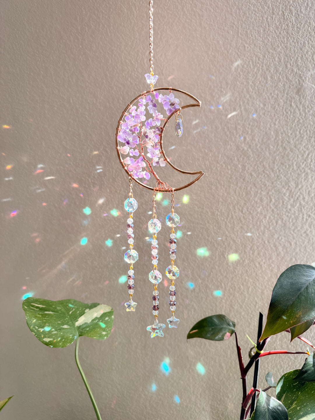 Purple Crescent Moon Tree of Life Suncatcher