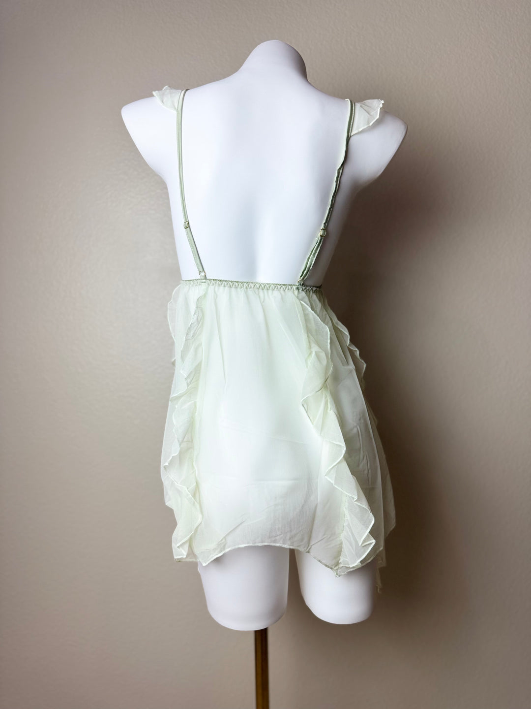 Asymmetrical Mesh Butterfly Babydoll - Green Back