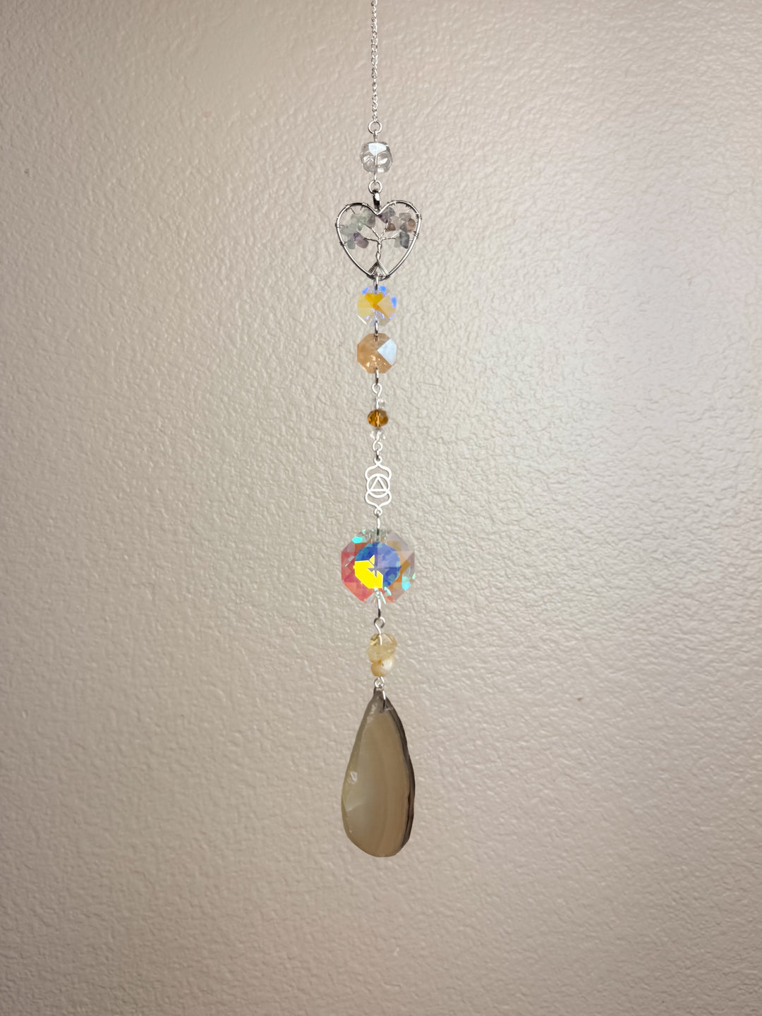 Yellow Tree of Life Agate Stone Suncatcher