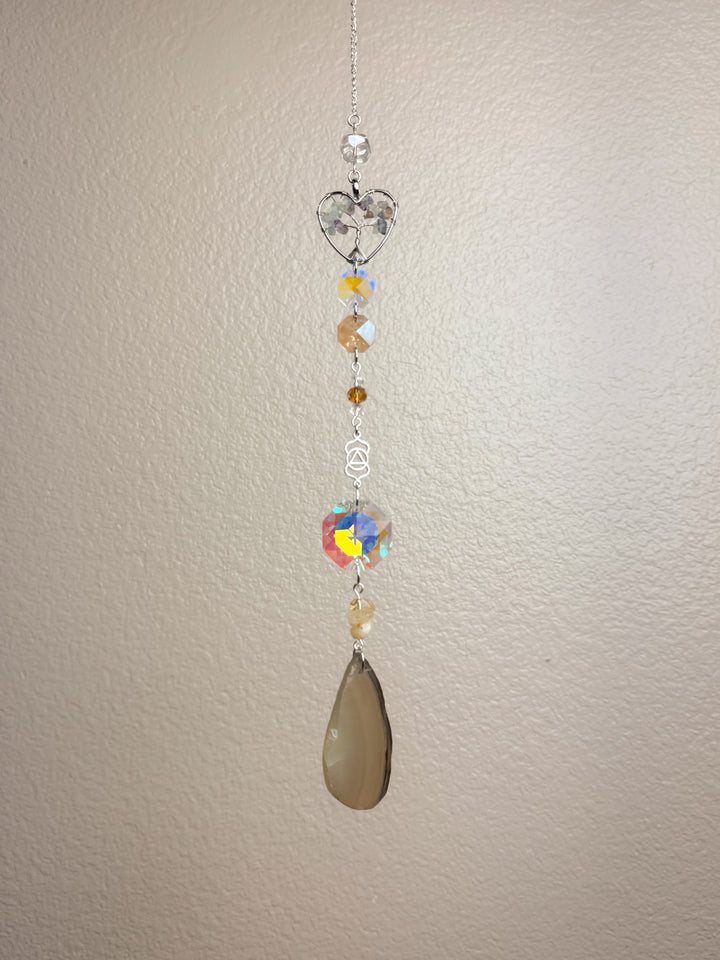 Yellow Tree of Life Agate Stone Suncatcher