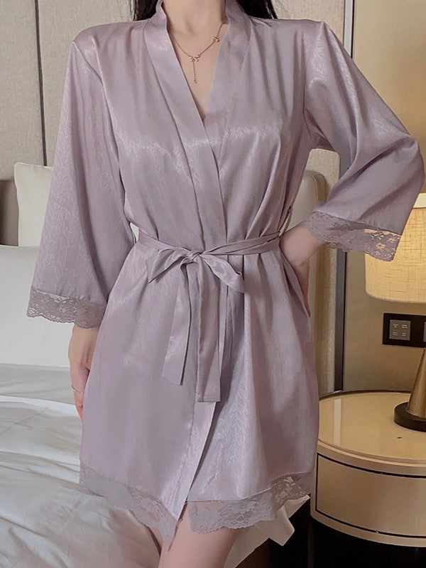 Purple Lace-Trim Robe