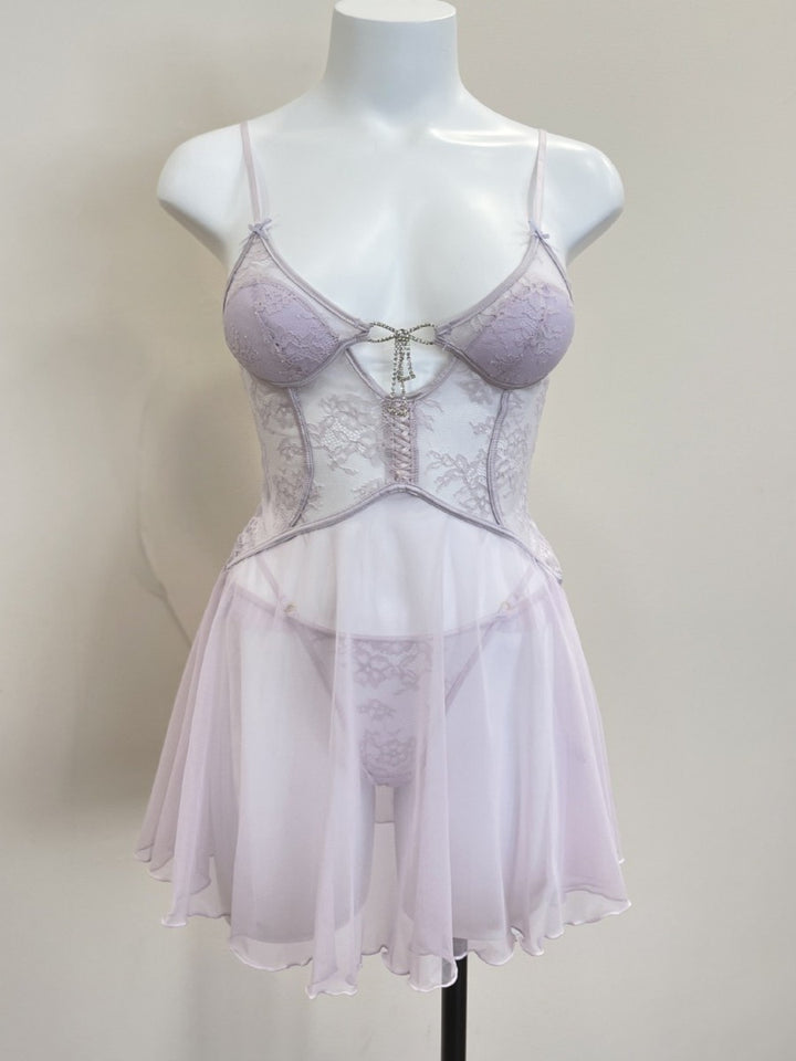 Purple Floral Lace Babydoll