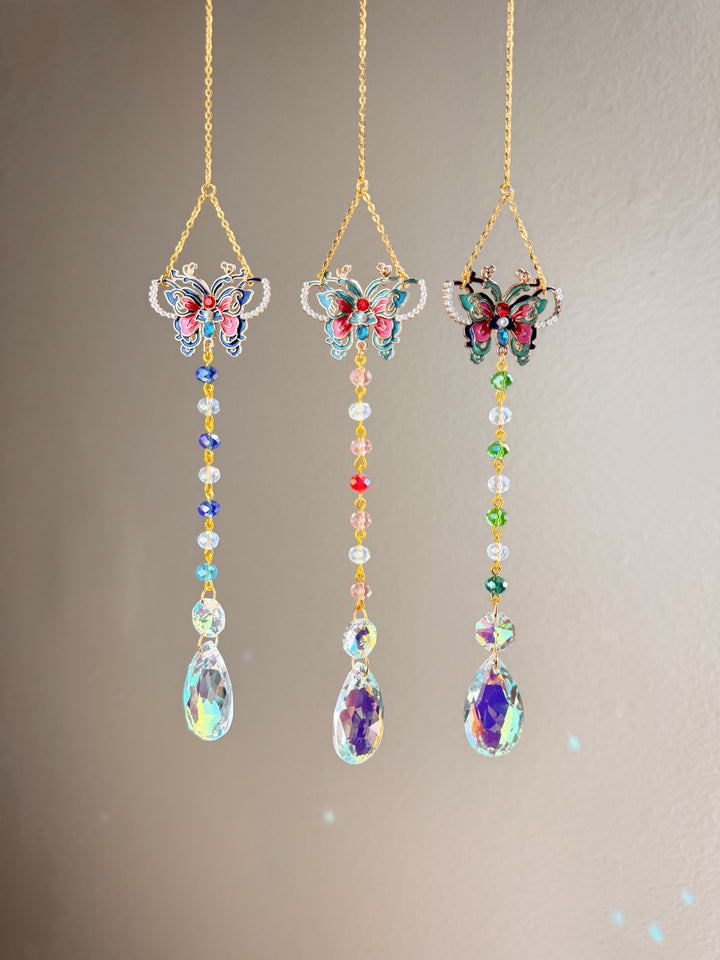 Pearl Butterfly Crystal Suncatcher