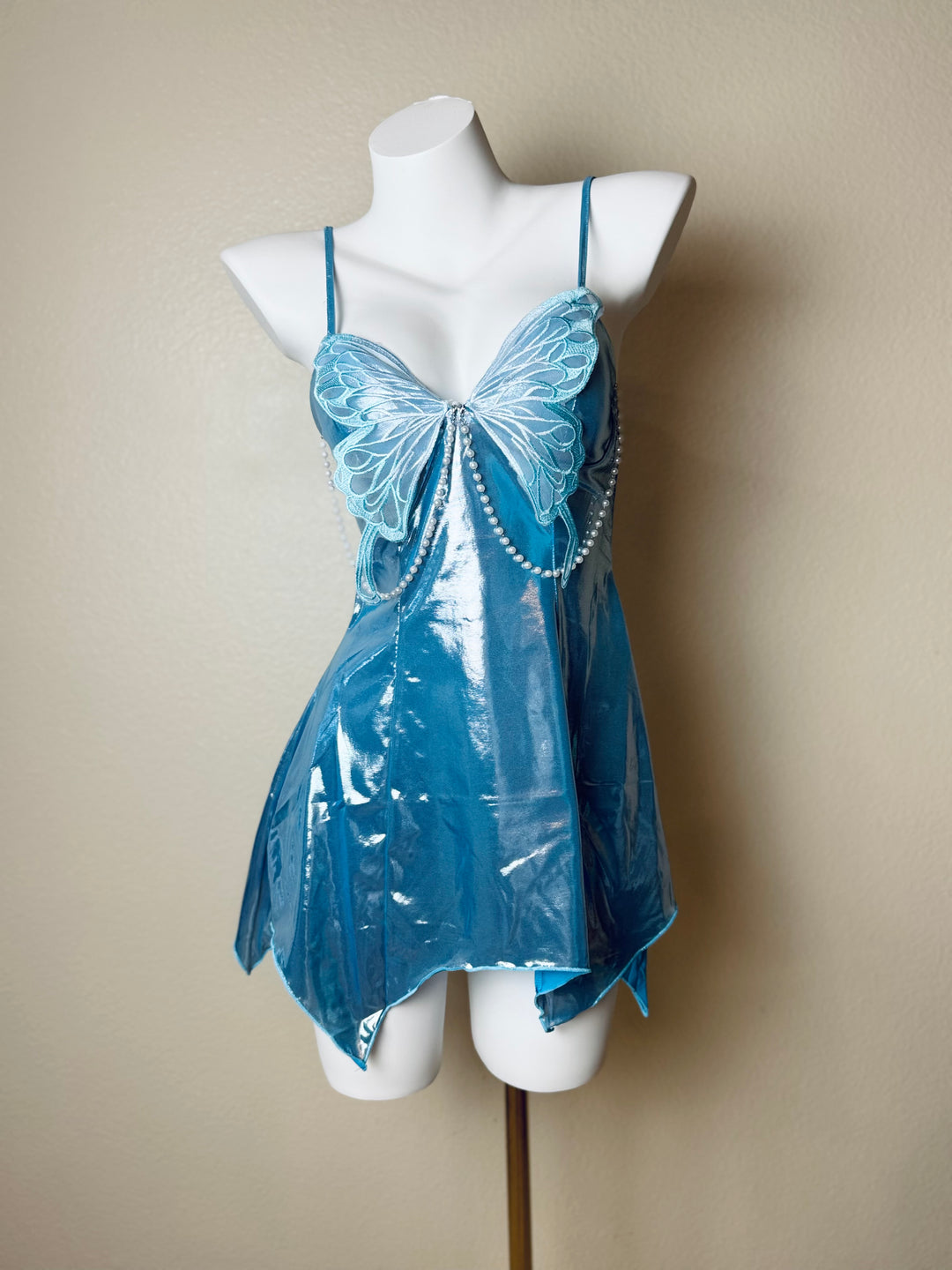 Pearl Shiny Metallic Butterfly Slip - Front