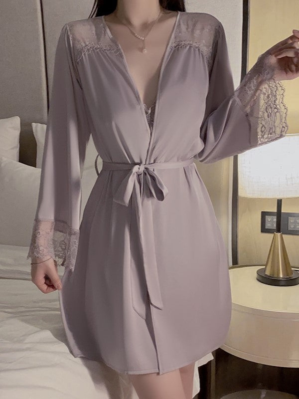 Purple Lace-Trim Robe