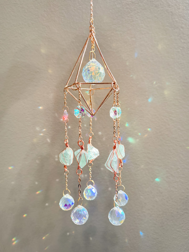 Green Crystal Stone Geometrical Shape Suncatcher