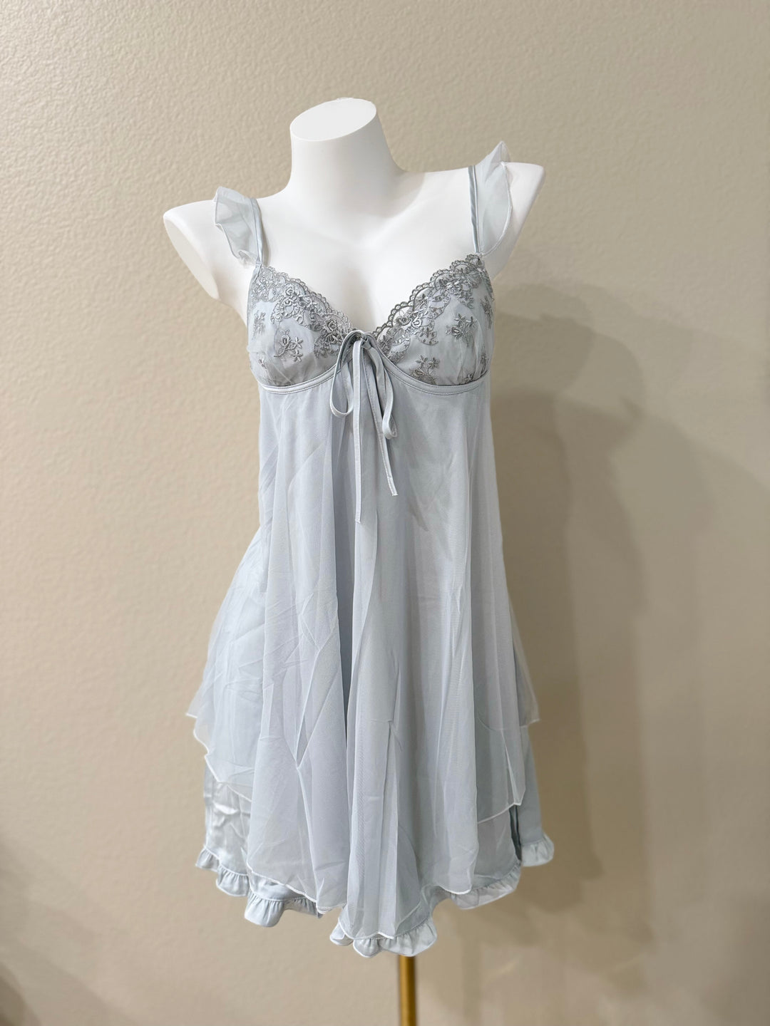 Ruffle Straps Bi-Layered Slip - Blue