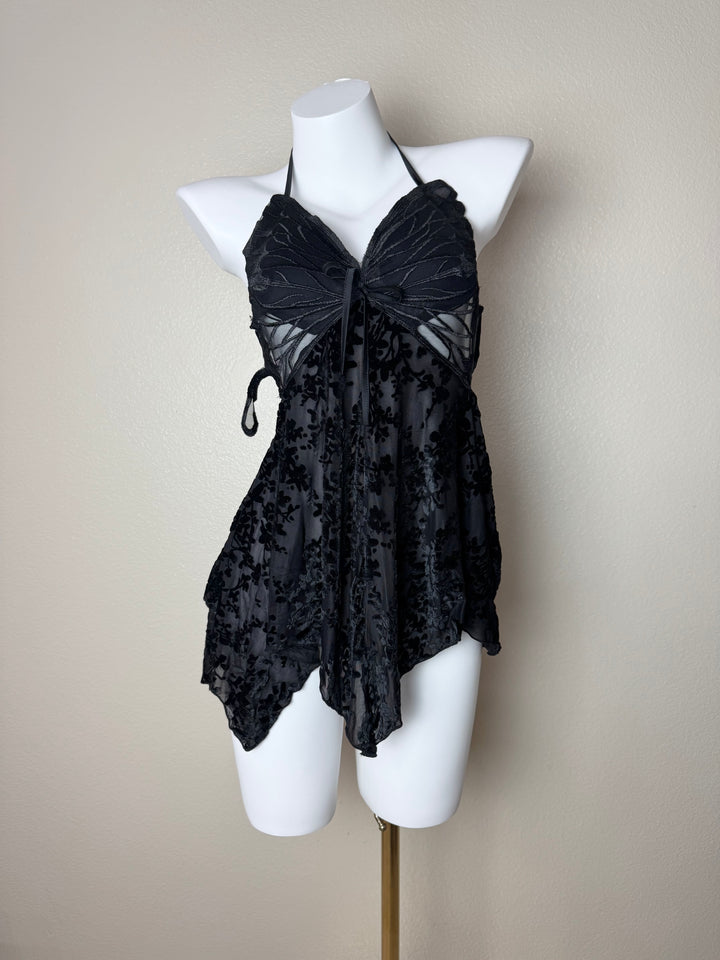 Black Velvet Butterfly Slip