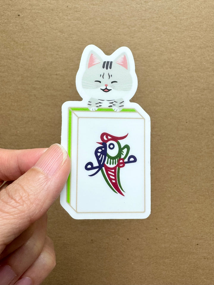Lucky Cat Mahjong Tile Sticker - One Bamboo