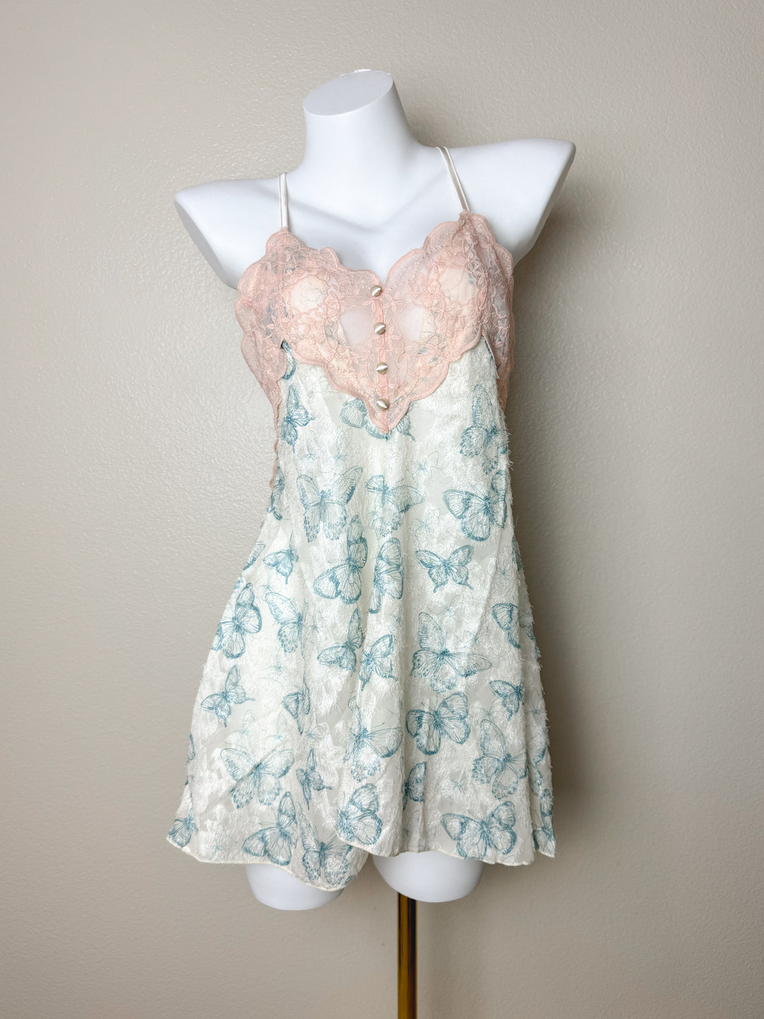 Yellow Butterfly Pattern Cross-Back Slip