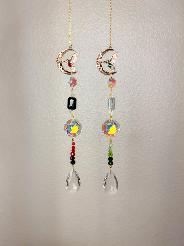 Crescent Bird Crystal Suncatcher